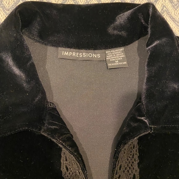 Impressions Velour Black Long Sleeve Shirt - Size Medium - Picture 2 of 9